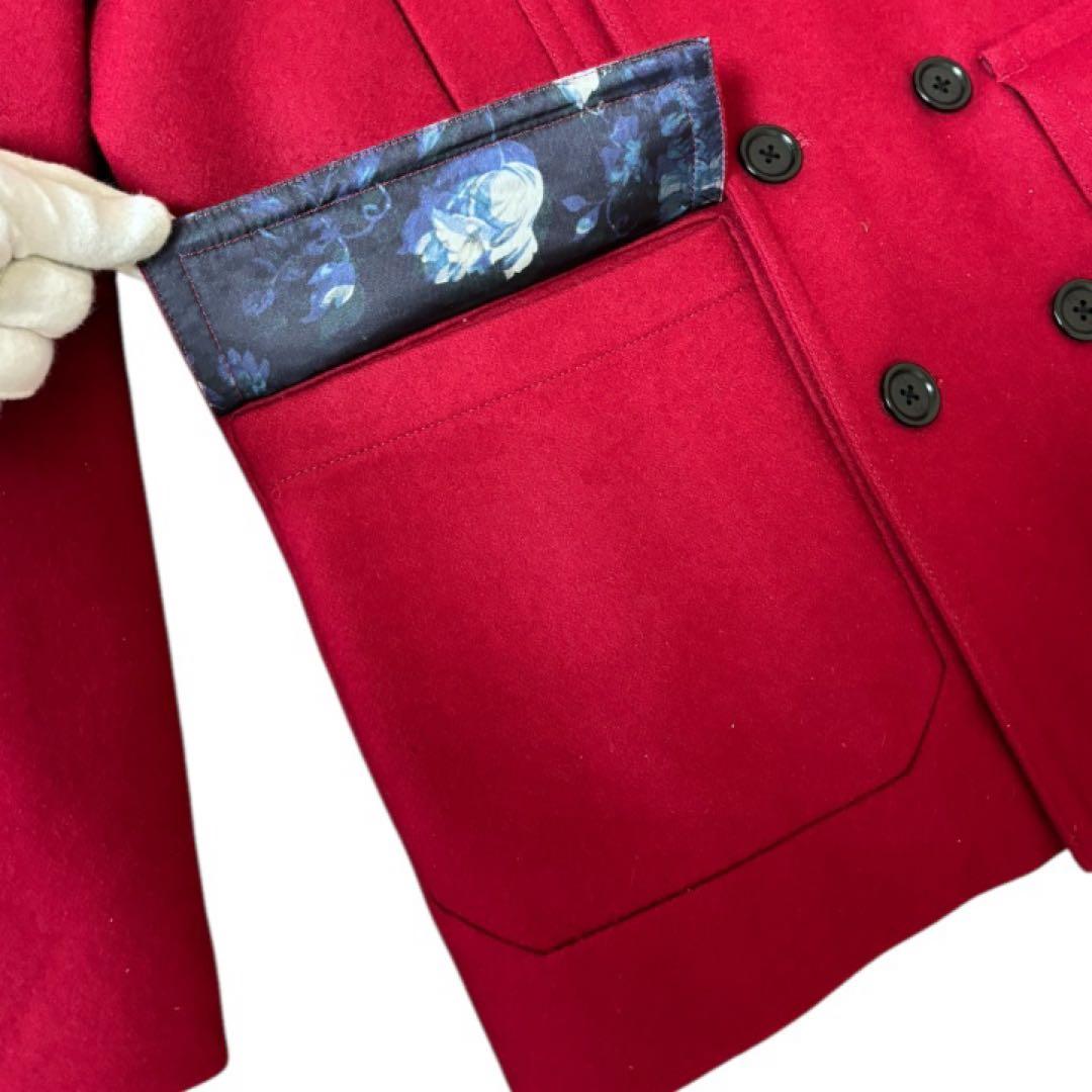 【美品】PSポールスミスPaul Smith★カシミヤ★花柄★Pコート M 赤