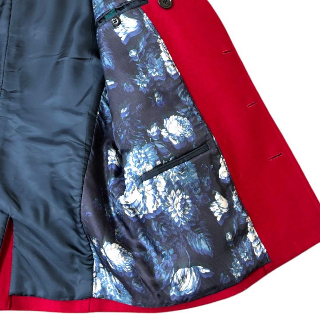 【美品】PSポールスミスPaul Smith★カシミヤ★花柄★Pコート M 赤