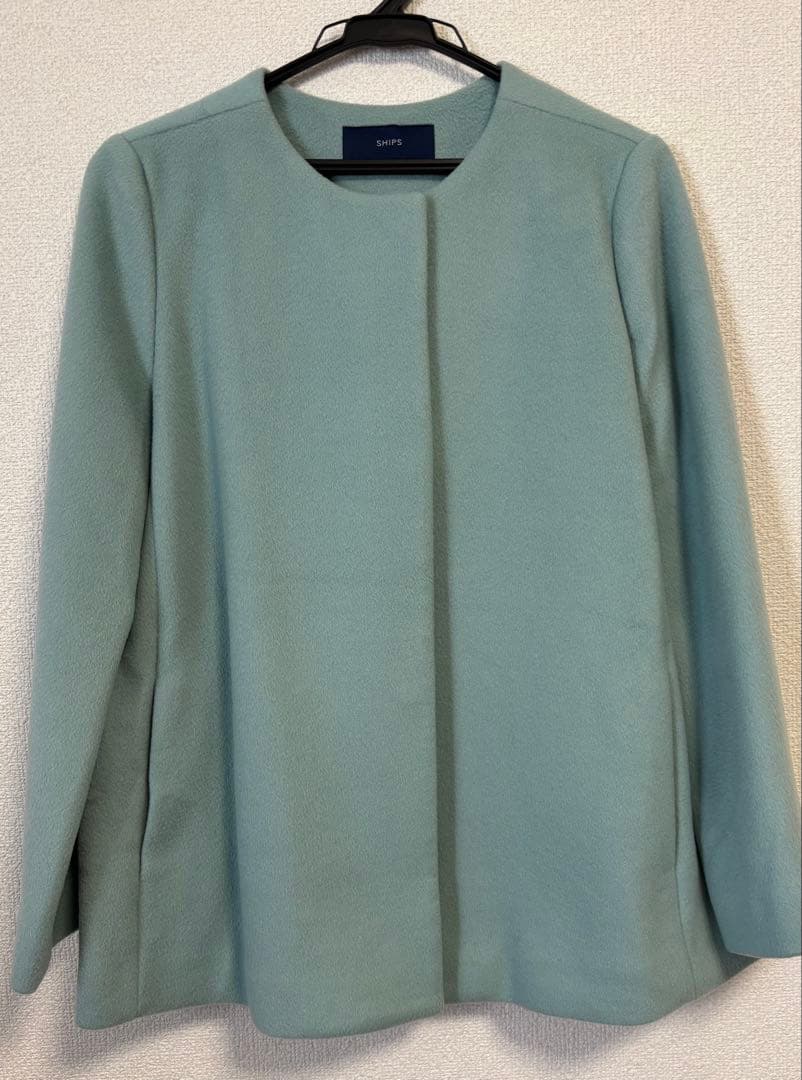 SHIPS ノーカラーショートコート　L
