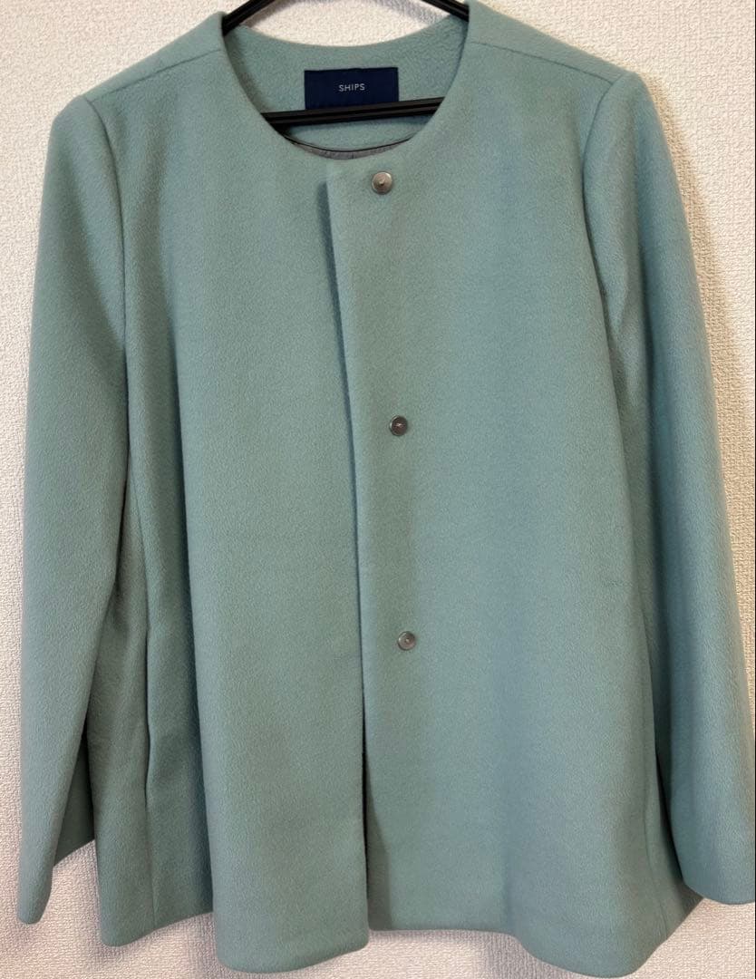 SHIPS ノーカラーショートコート　L