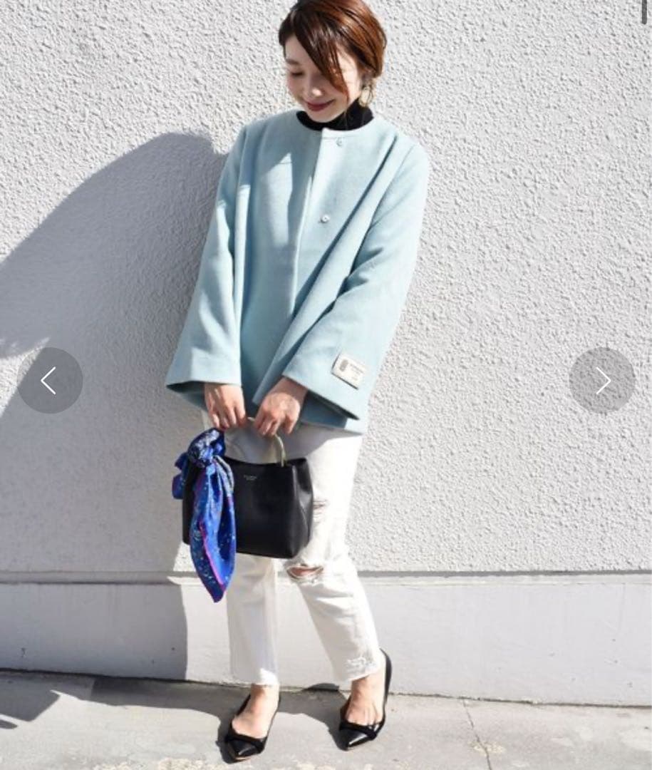 SHIPS ノーカラーショートコート　L