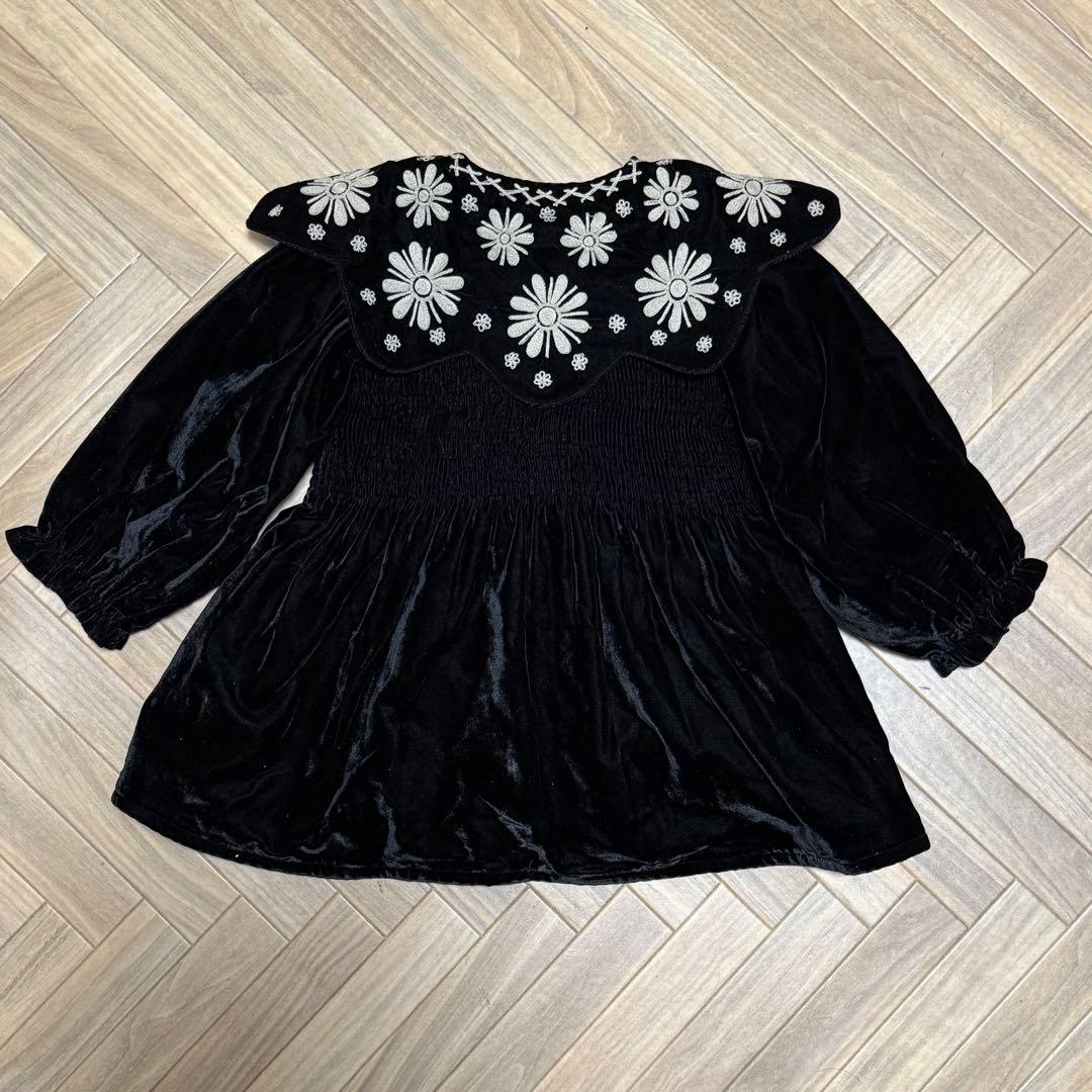 ワンピース bonjour diary Black velvet dress 4y
