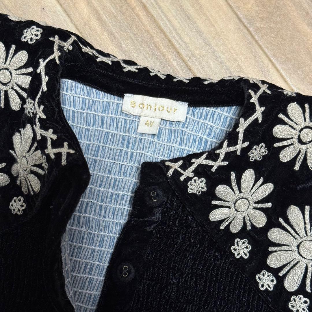 ワンピース bonjour diary Black velvet dress 4y