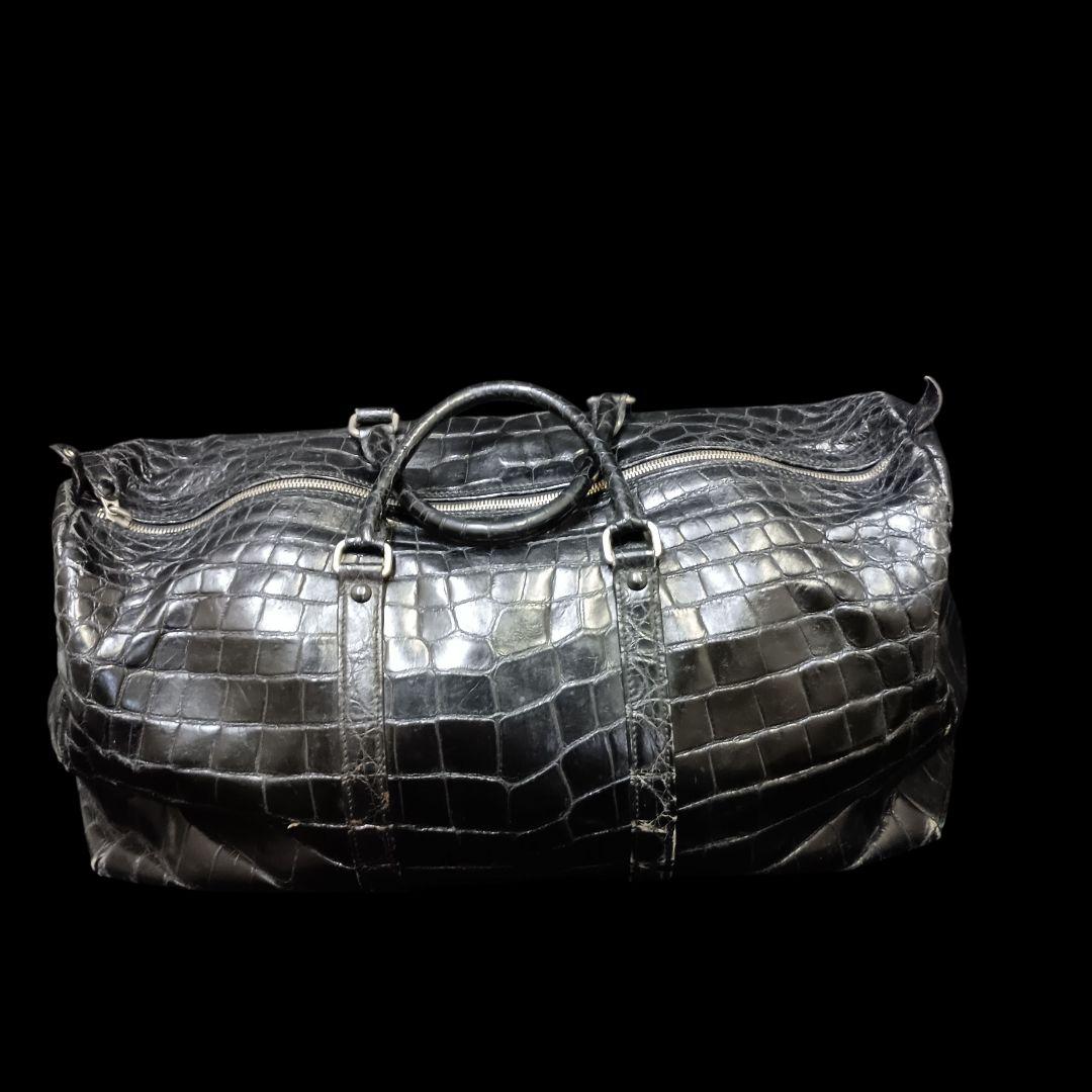 クロコダイル ボストンバッグ ブラック