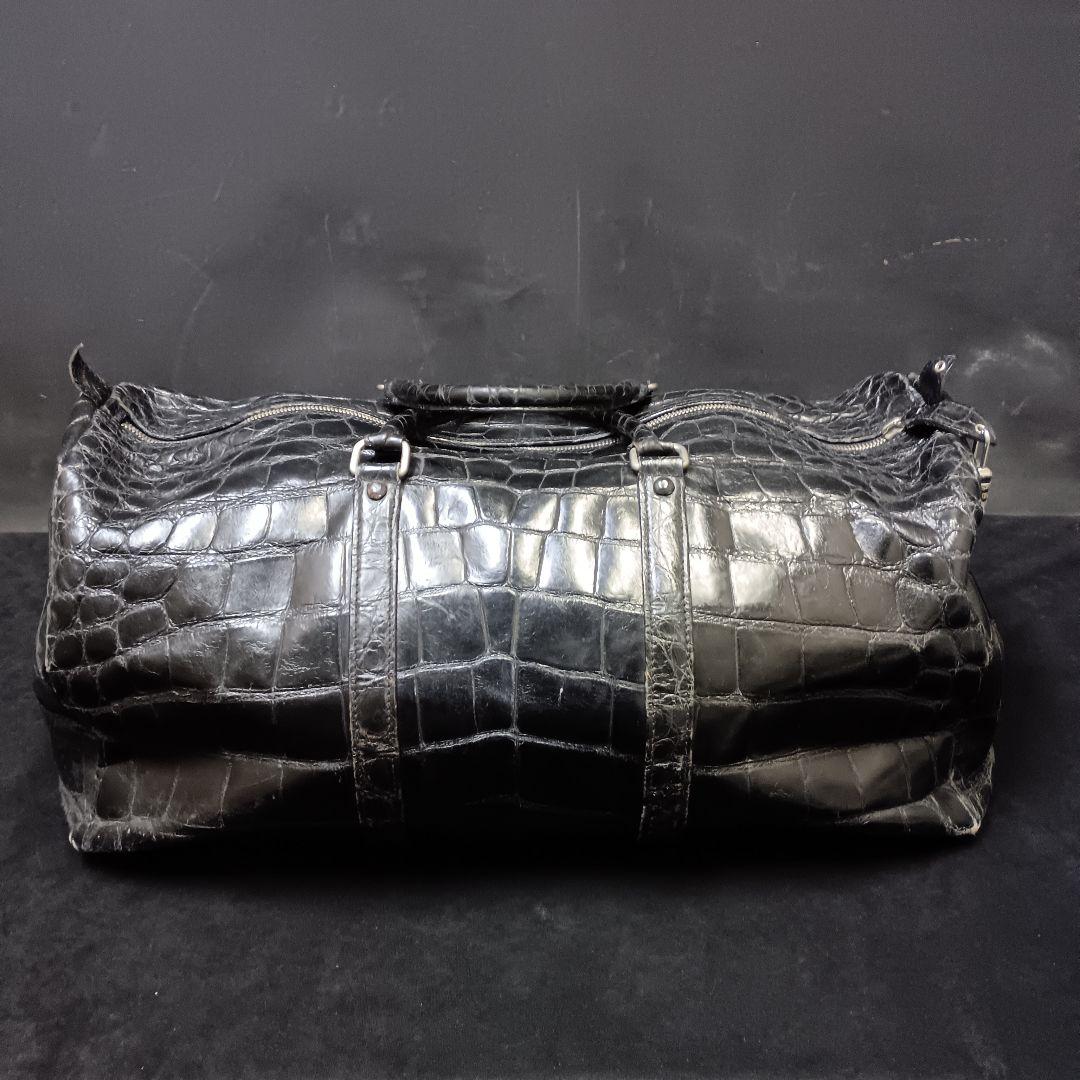 クロコダイル ボストンバッグ ブラック