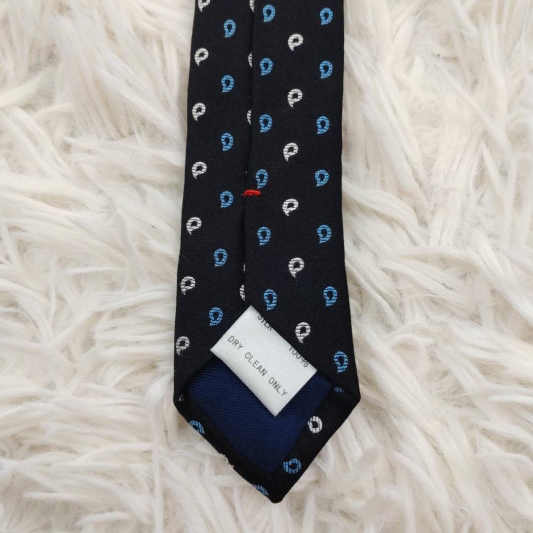 バーニーズニューヨーク 高級シルクネクタイ 総柄 ブラック