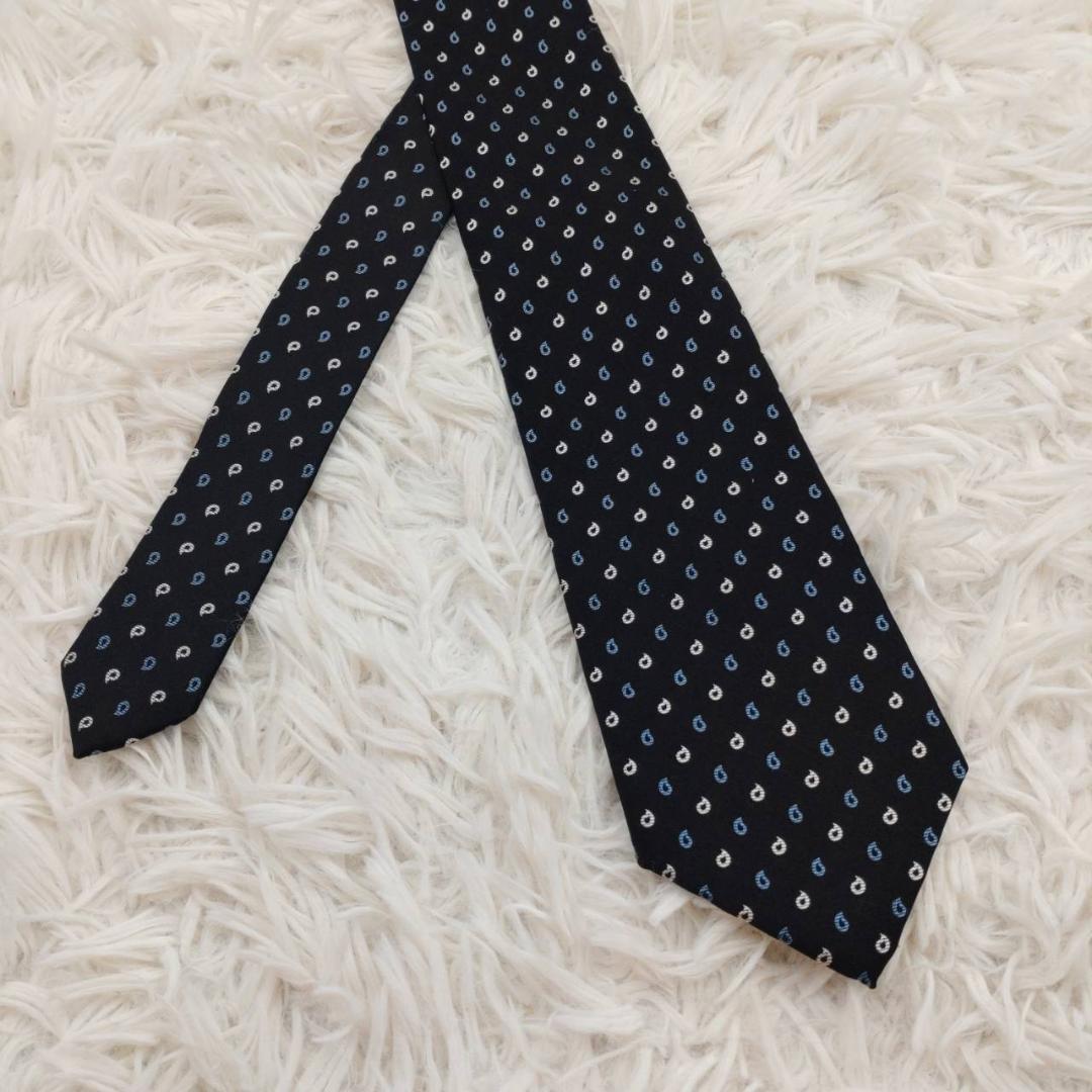 バーニーズニューヨーク 高級シルクネクタイ 総柄 ブラック