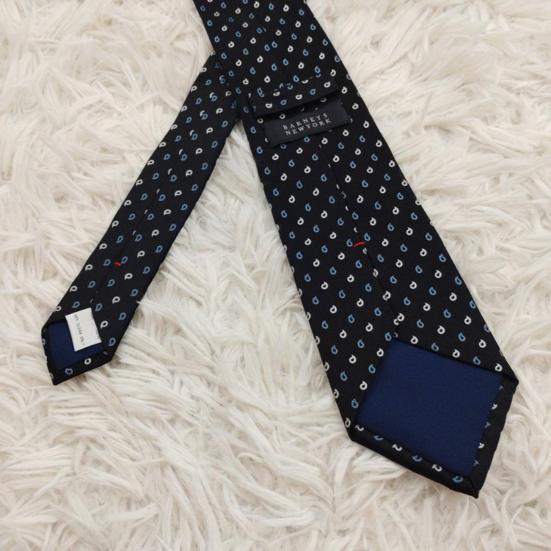 バーニーズニューヨーク 高級シルクネクタイ 総柄 ブラック