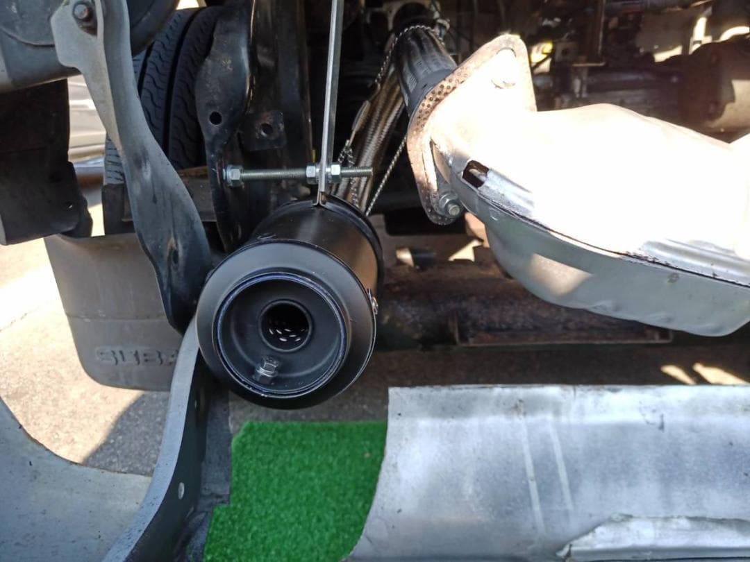 ブラックダブルインナーサイレンサースバル サンバー社外マフラー エキパイ1.0m