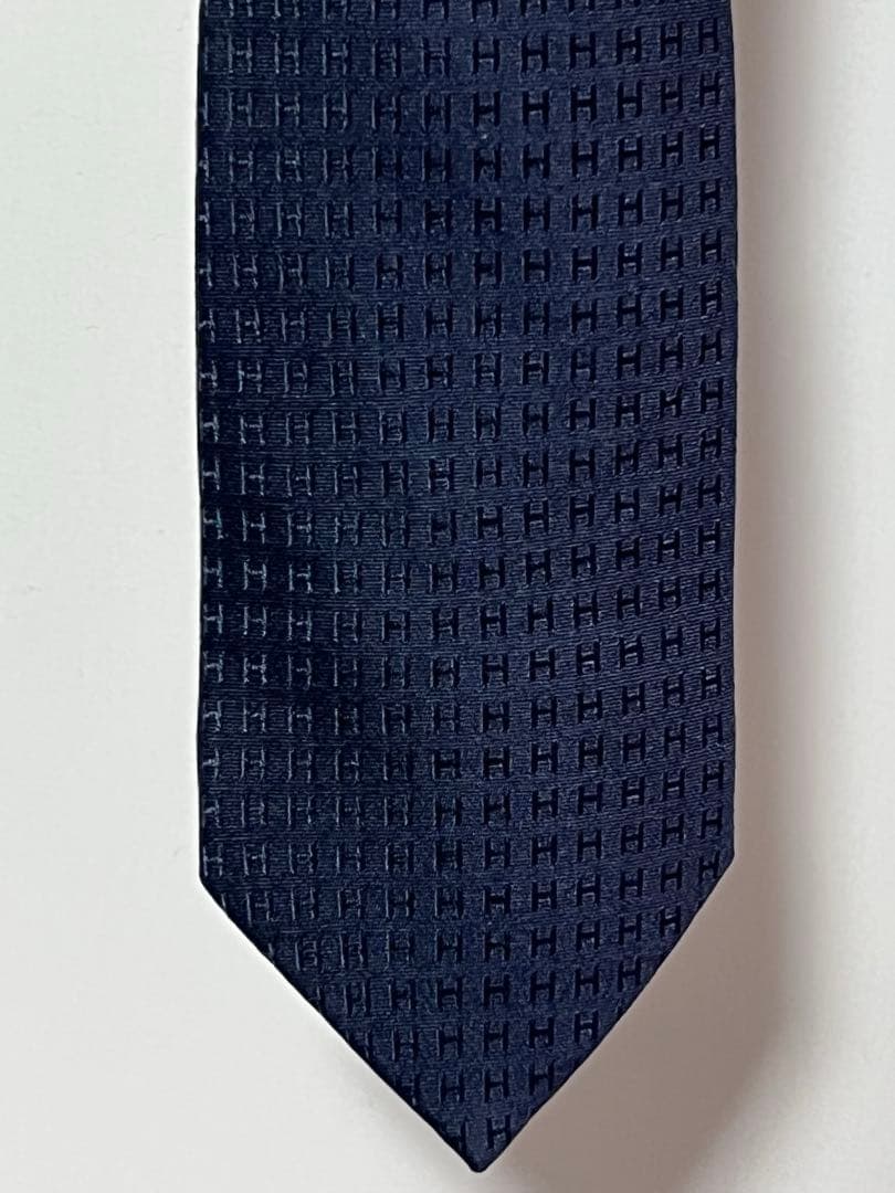 HERMÈSエルメス シルクネクタイH織り ファソネ ネイビー