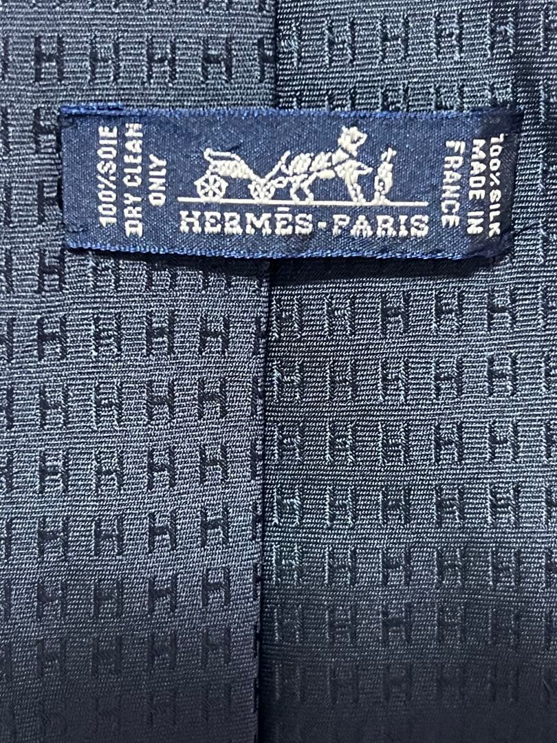 HERMÈSエルメス シルクネクタイH織り ファソネ ネイビー