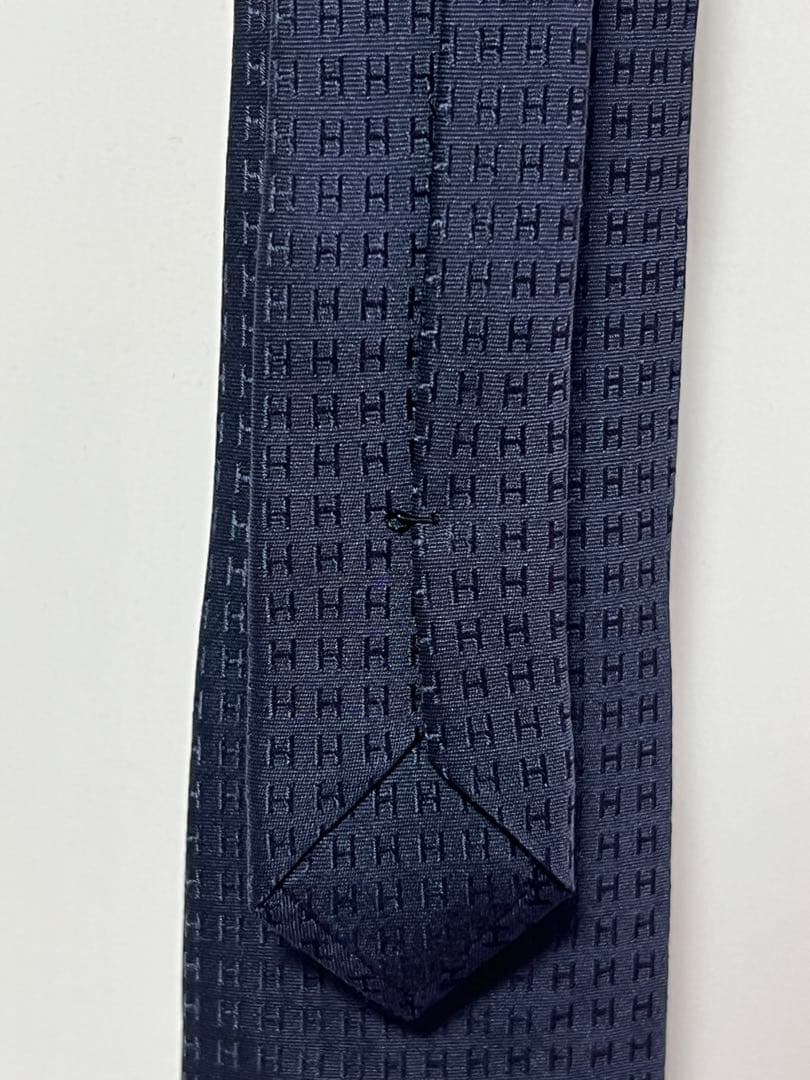 HERMÈSエルメス シルクネクタイH織り ファソネ ネイビー