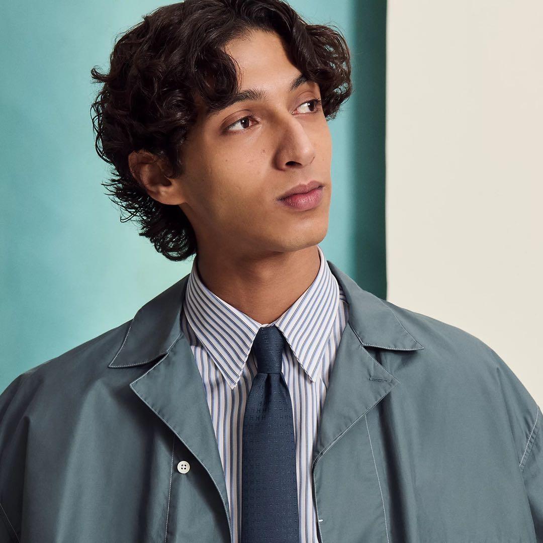 HERMÈSエルメス シルクネクタイH織り ファソネ ネイビー