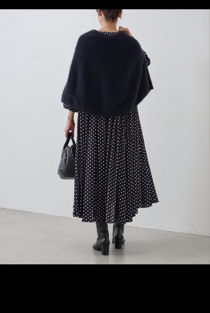 ちょこ☆BEARDSLEY ビアズリードットギャザーボリューム袖ワンピース