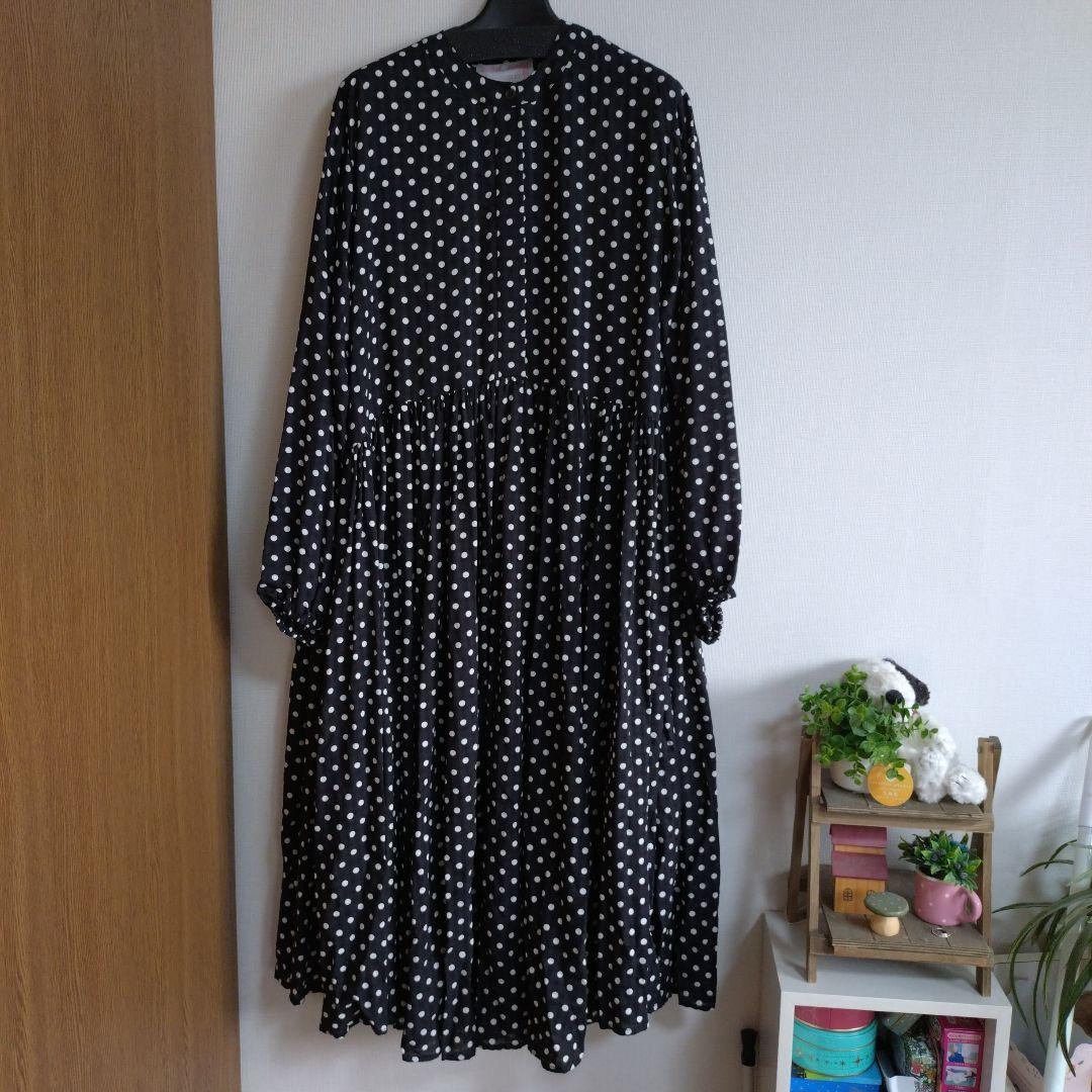 ちょこ☆BEARDSLEY ビアズリードットギャザーボリューム袖ワンピース