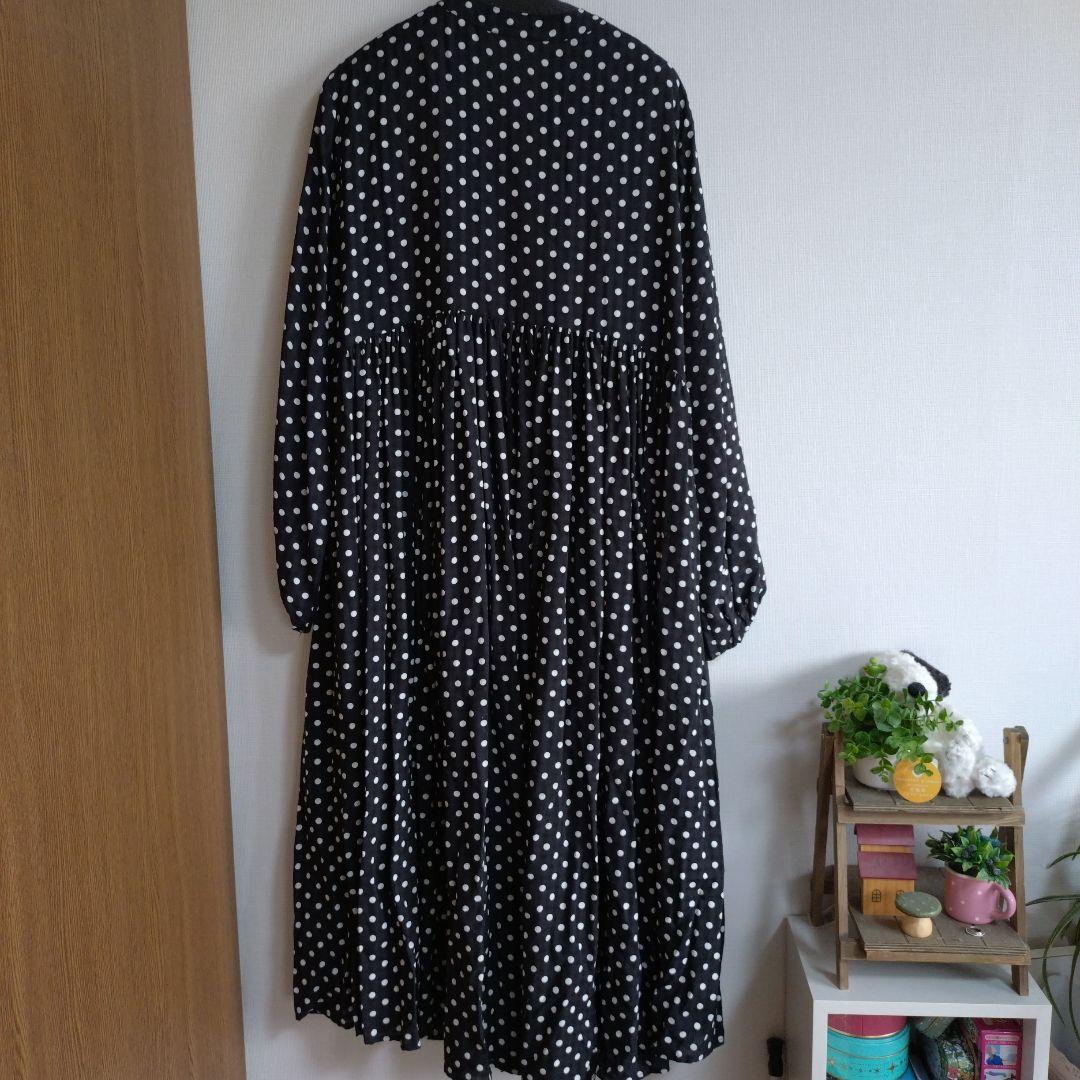 ちょこ☆BEARDSLEY ビアズリードットギャザーボリューム袖ワンピース