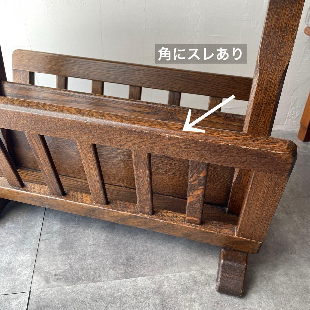 オランダ製　木製　サイドテーブル マガジンラック　オーク無垢材　百貨店