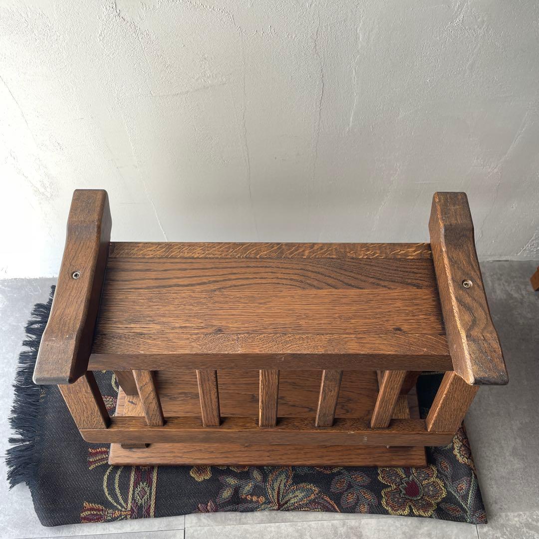 オランダ製　木製　サイドテーブル マガジンラック　オーク無垢材　百貨店