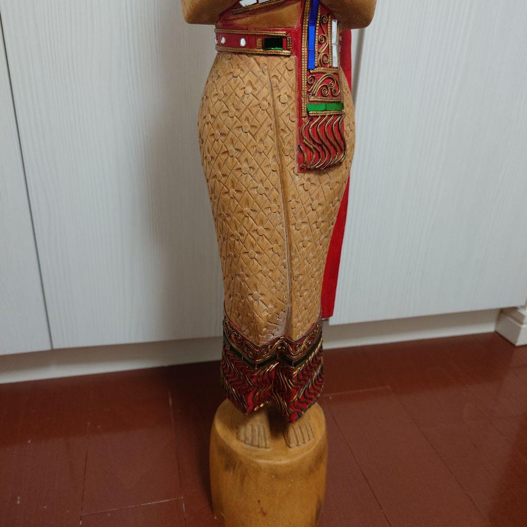 サワディー人形 アジアン家具 木彫り像 全高約77cm