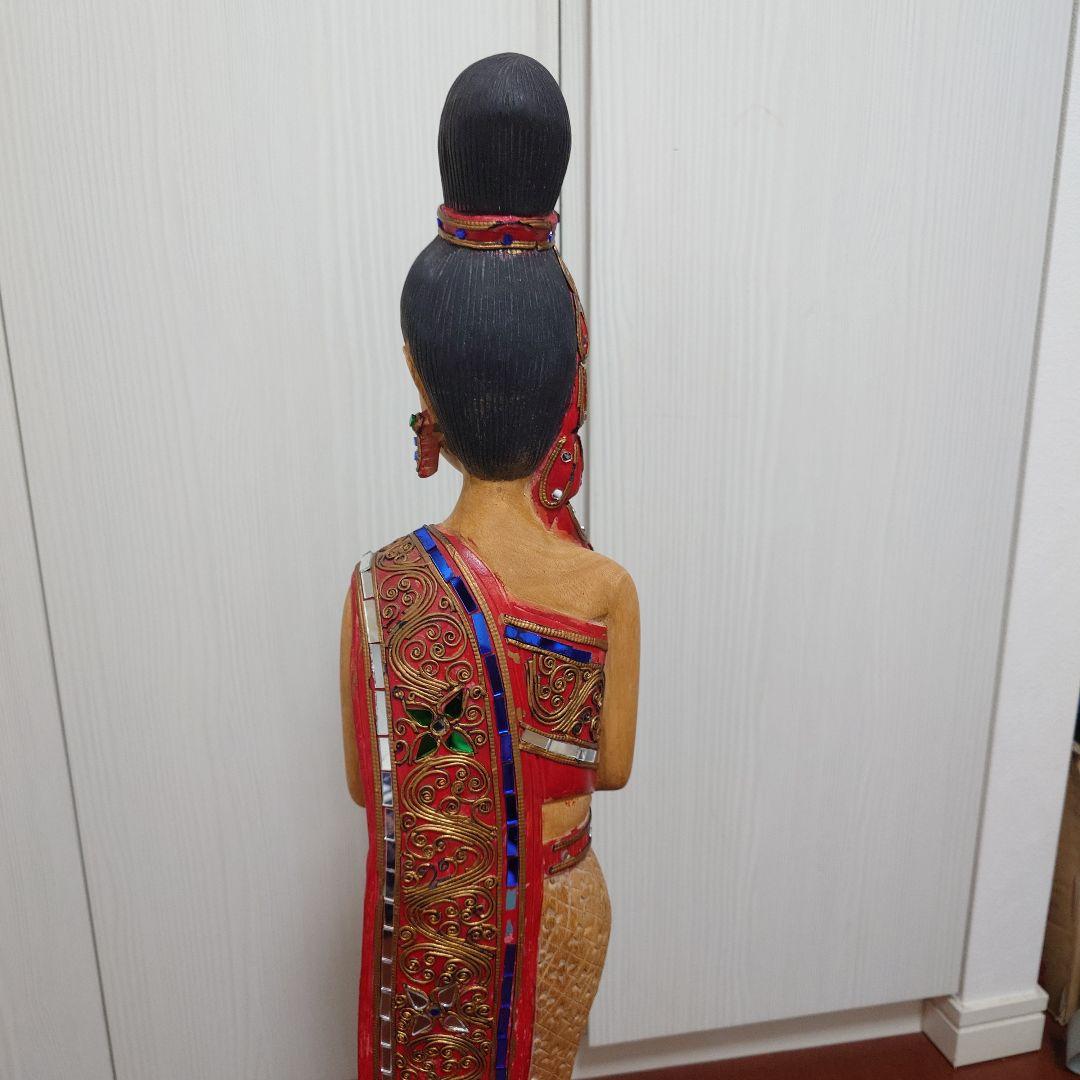 サワディー人形 アジアン家具 木彫り像 全高約77cm