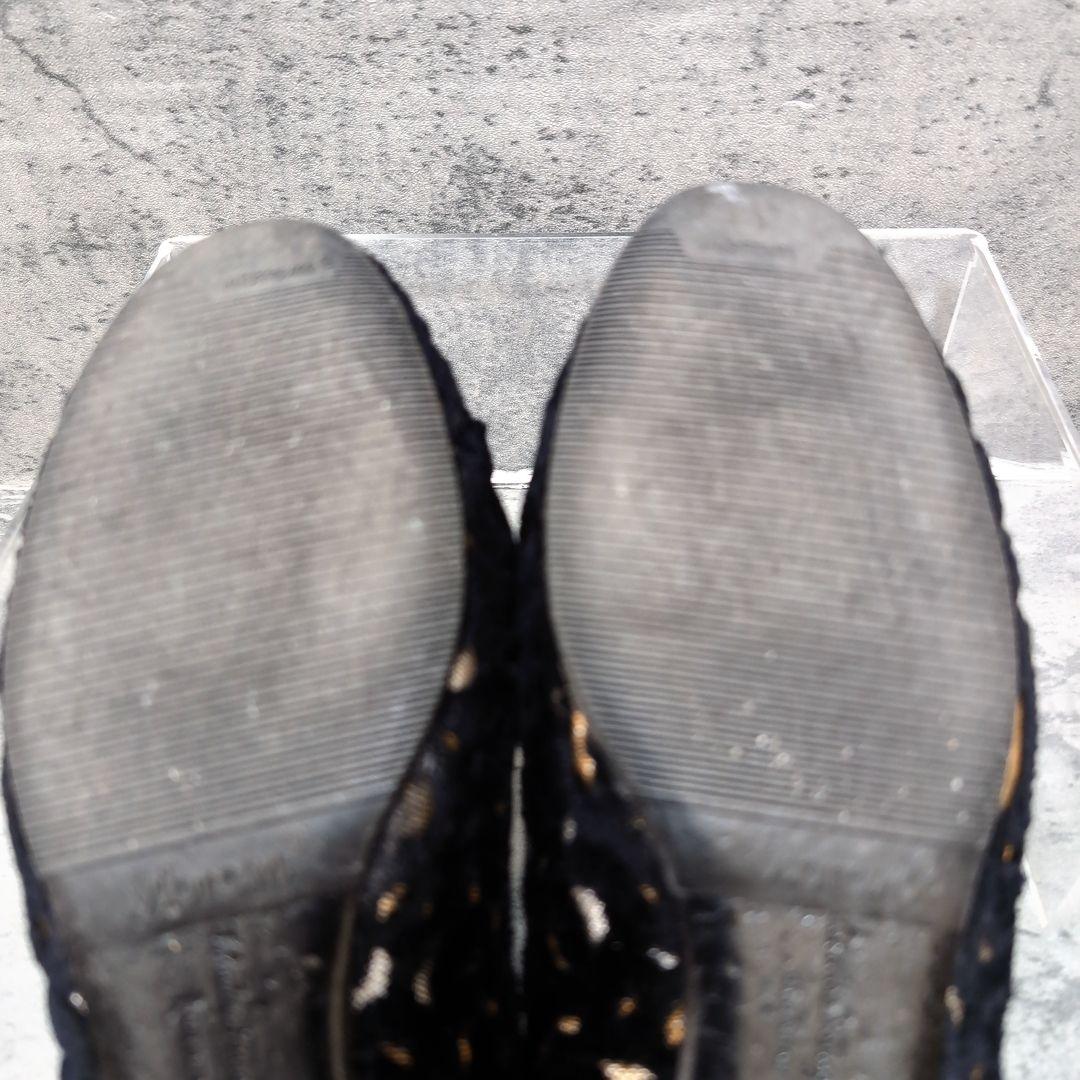 フェラガモ ヴァラ フラットシューズ 23.5〜24 黒 金 ラメ 裏張り済 冬