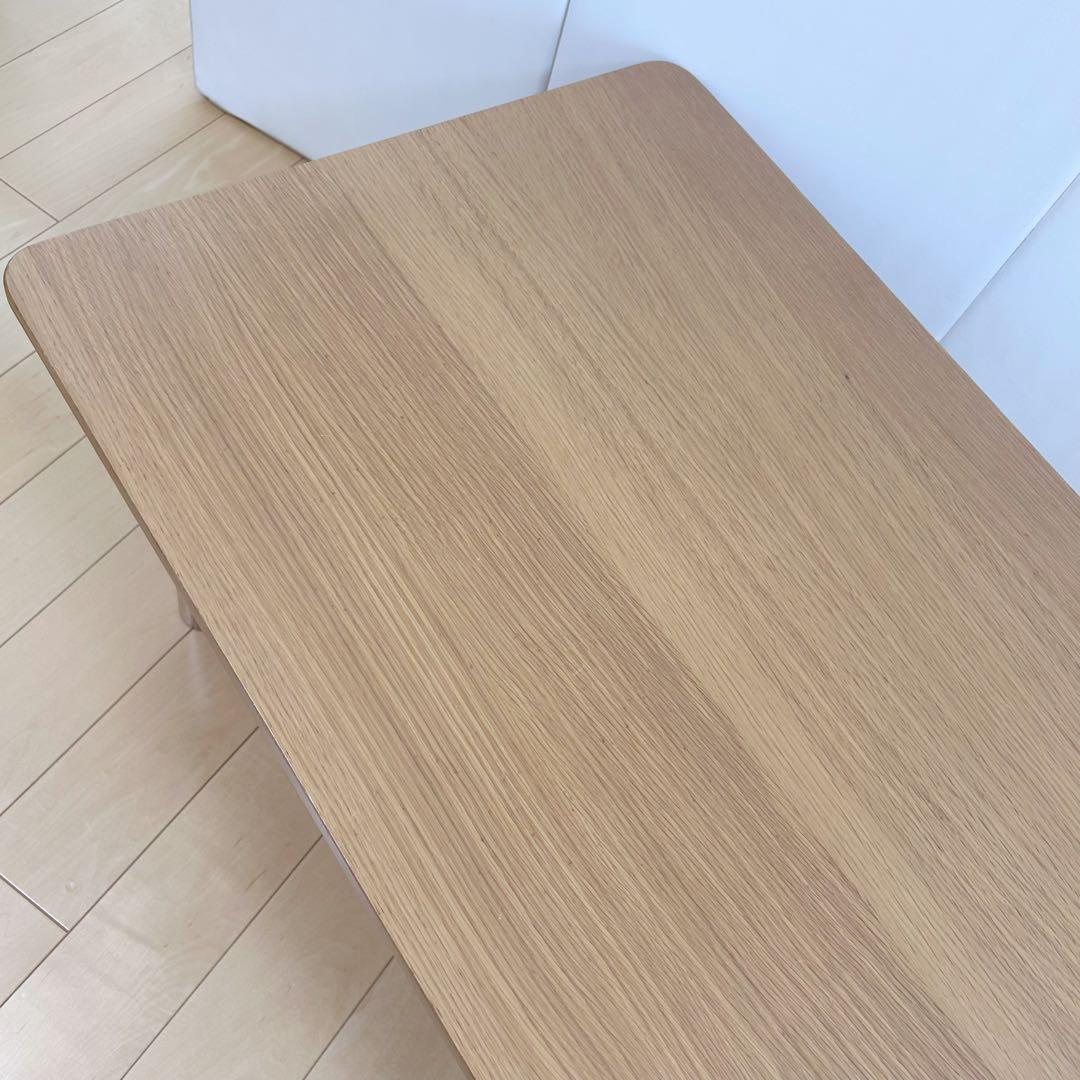 MUJI 無印良品　木製ローテーブル　オーク材　丸脚　収納付き　幅110 突板