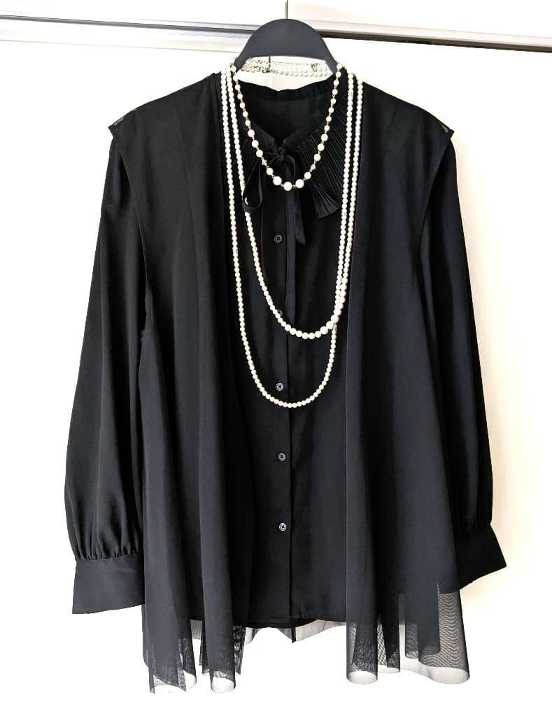 GRACE CONTINENTAL ダイアグラム　チュールオーバーベスト 黒36