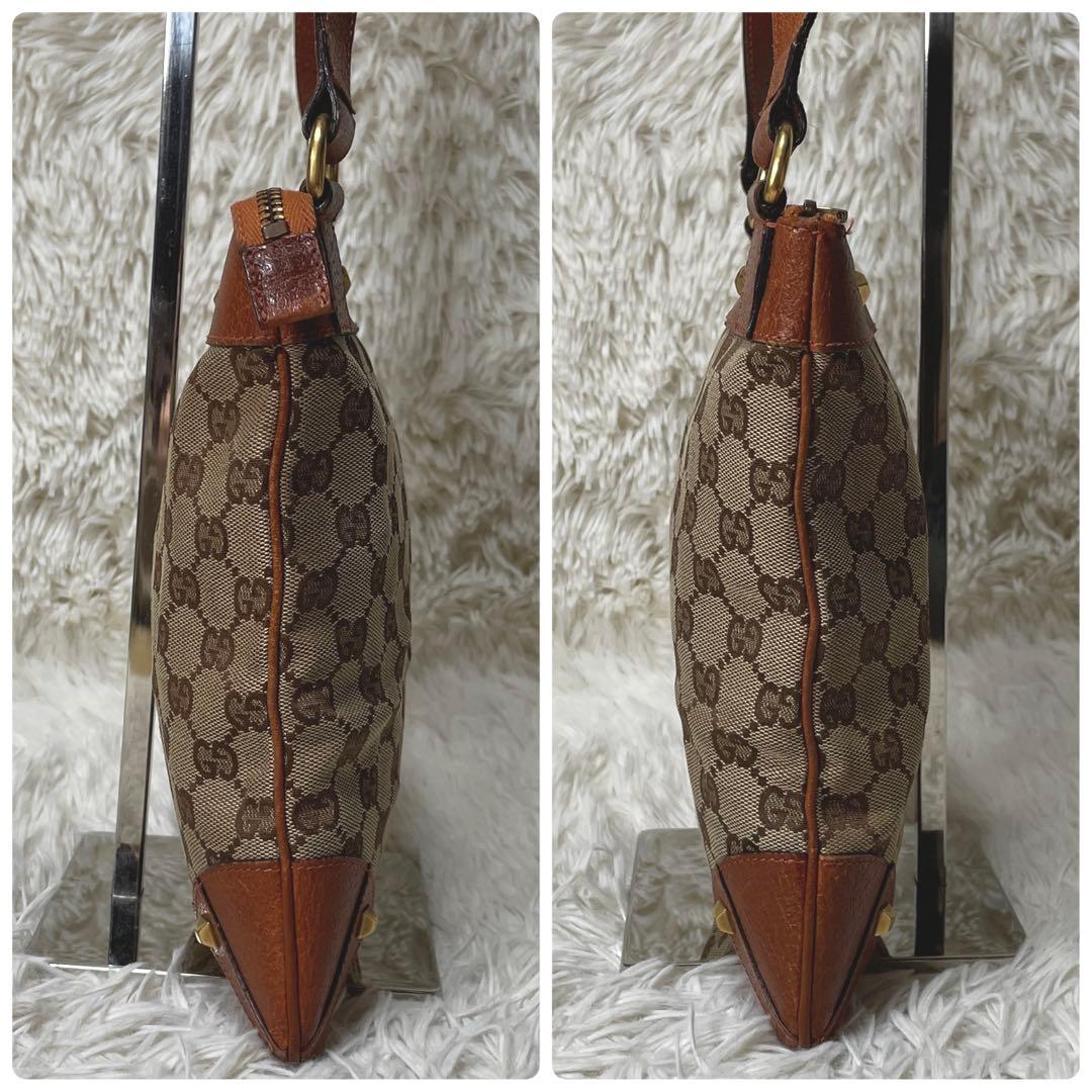 【良品】GUCCI グッチ　ショルダーバッグ　キャンバス　レザー　スタッズ