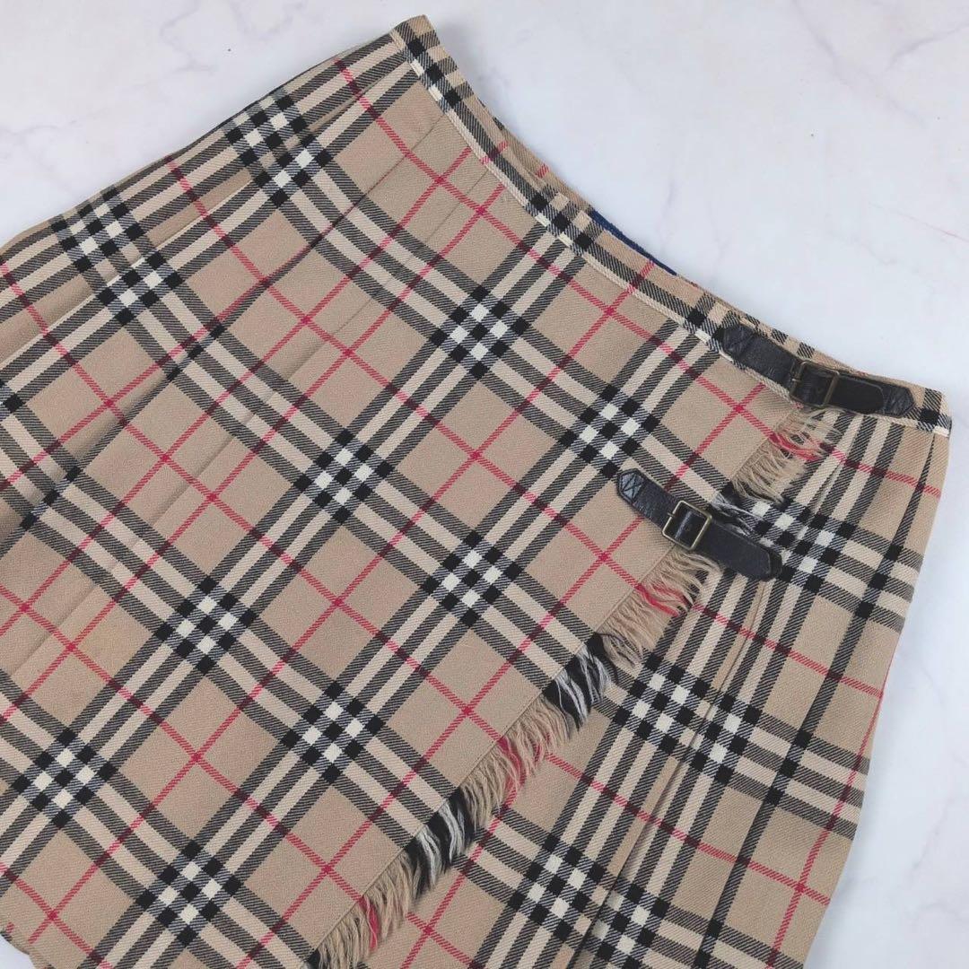 【美品✨】バーバリーブルーレーベル ミニスカート ノバチェック ベルト プリーツ