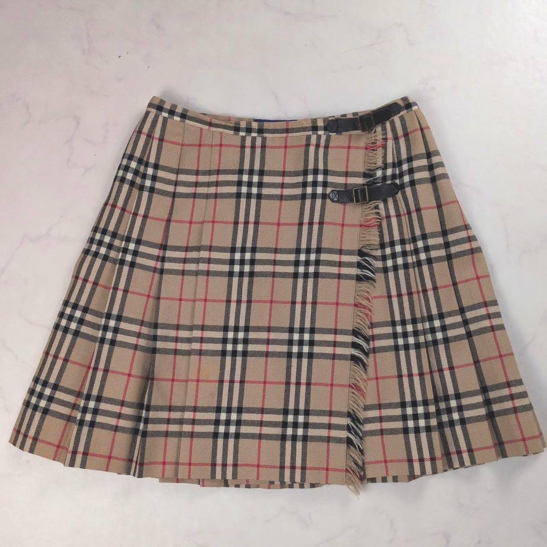【美品✨】バーバリーブルーレーベル ミニスカート ノバチェック ベルト プリーツ