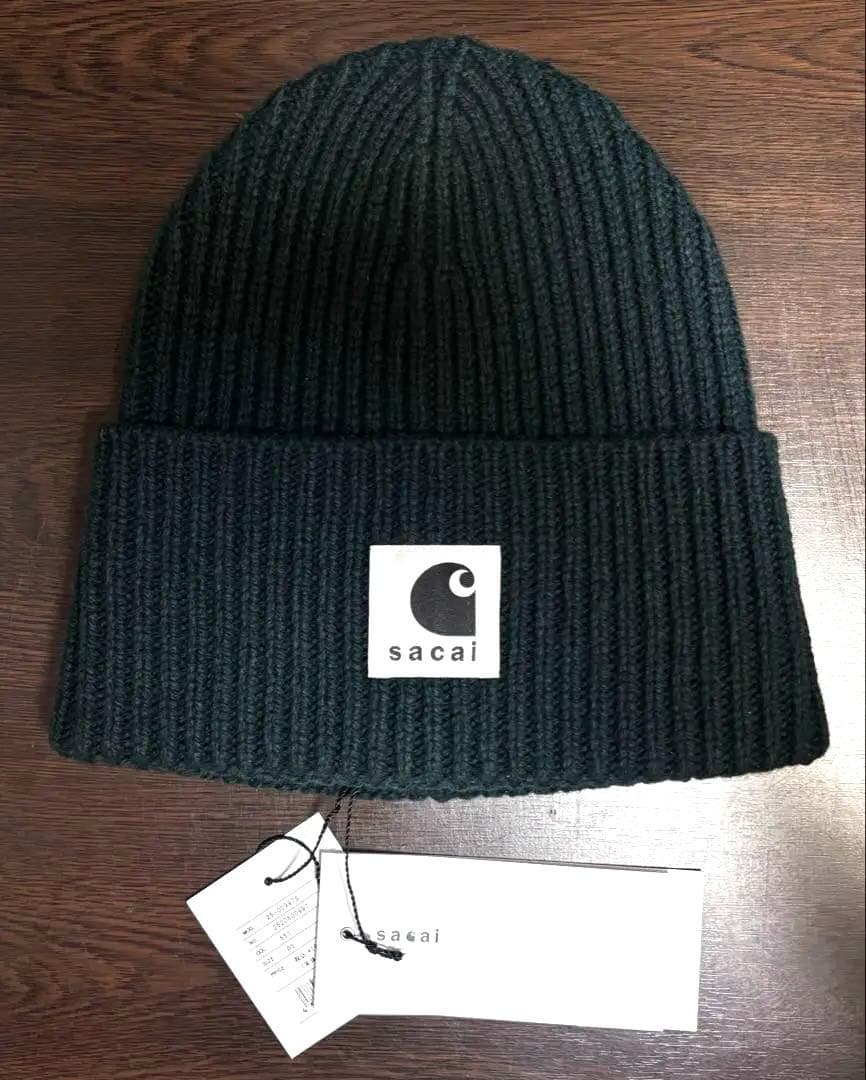 e*7様 サカイ カーハートsacai ダークグリーン ビーニー ニット帽 正規