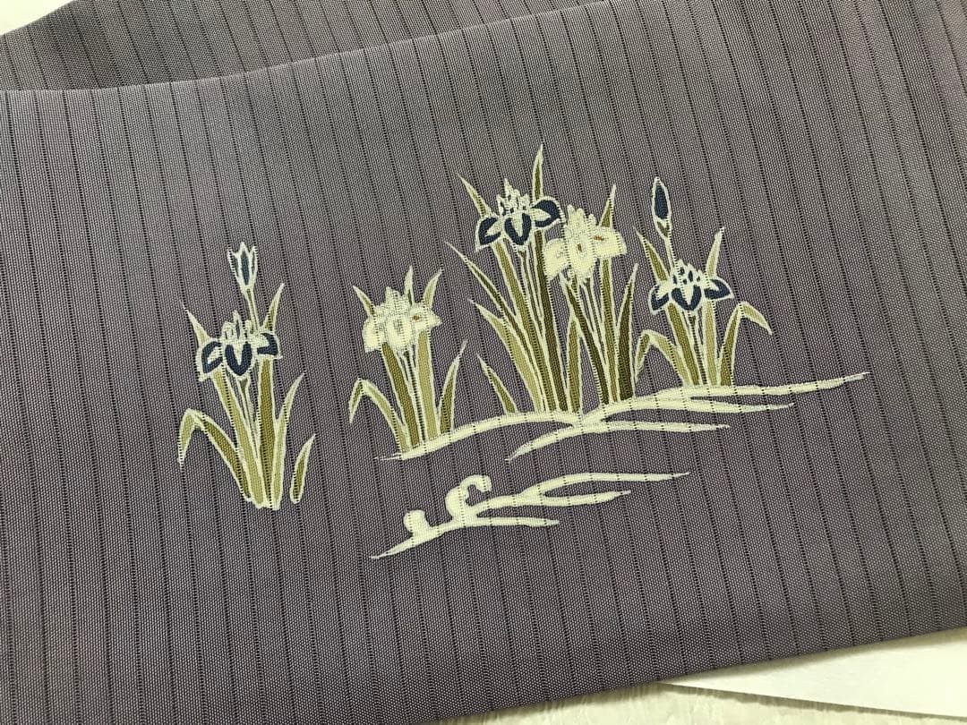 絽に菖蒲の柄の名古屋帯　夏帯　正絹