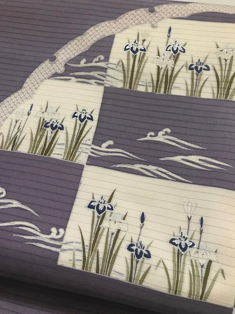 絽に菖蒲の柄の名古屋帯　夏帯　正絹