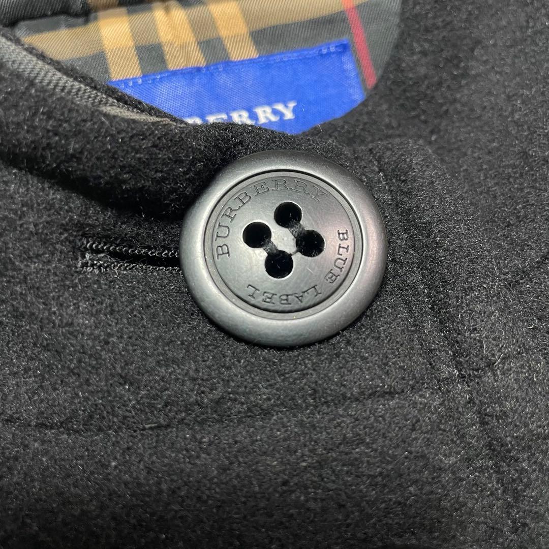 バーバリーブルーレーベル アンゴラ コート ブラック Aライン 38