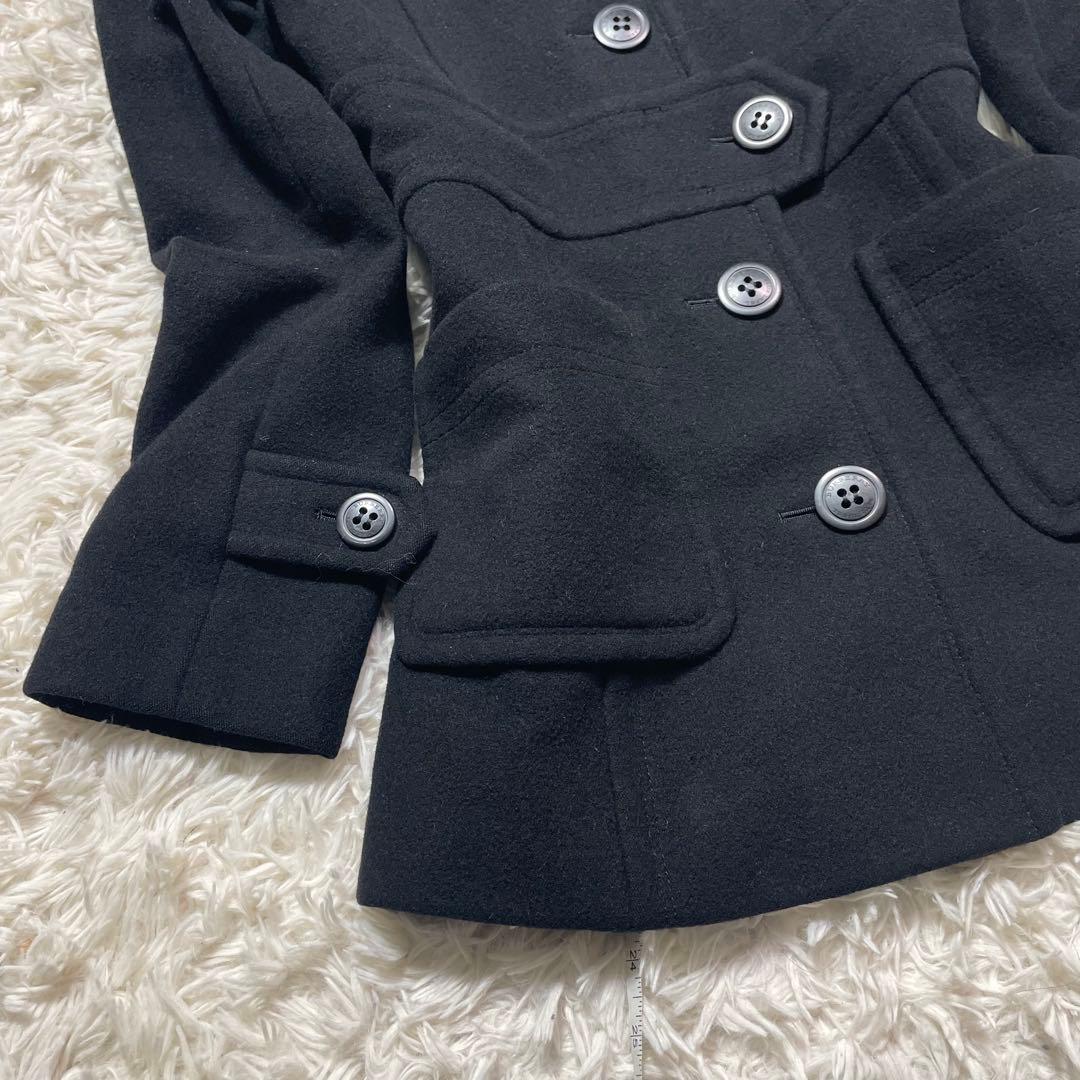 バーバリーブルーレーベル アンゴラ コート ブラック Aライン 38