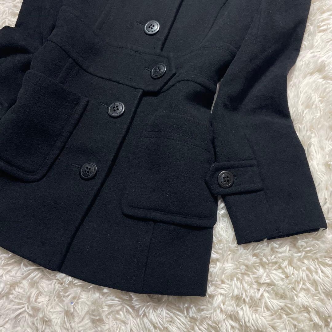 バーバリーブルーレーベル アンゴラ コート ブラック Aライン 38