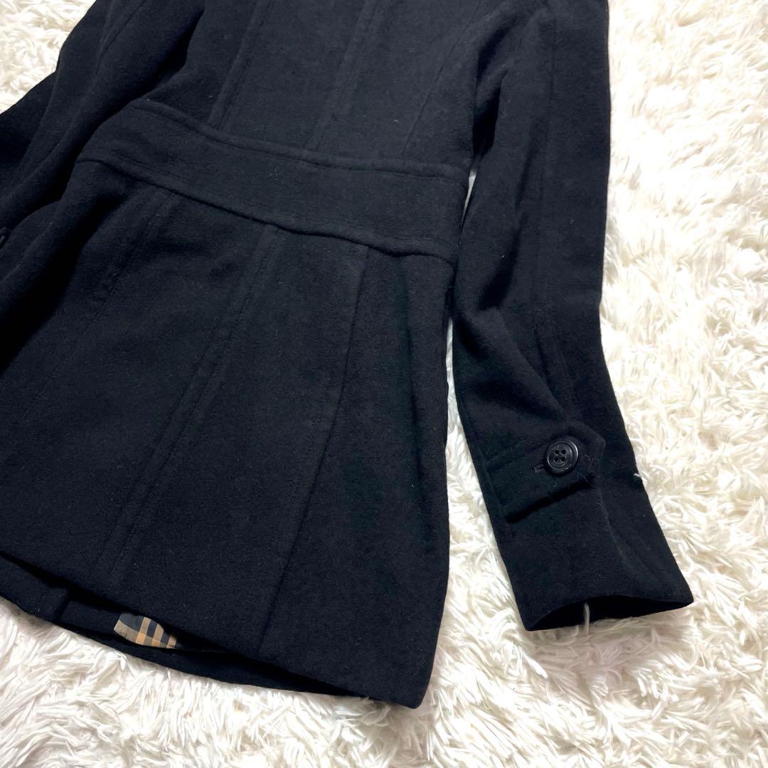 バーバリーブルーレーベル アンゴラ コート ブラック Aライン 38