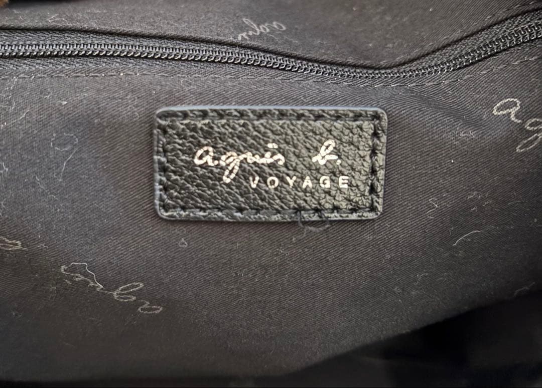 アニエスベー Agnes b. ブラック　革バッグ　通勤・就活に最適！