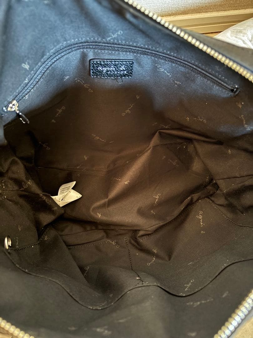 アニエスベー Agnes b. ブラック　革バッグ　通勤・就活に最適！