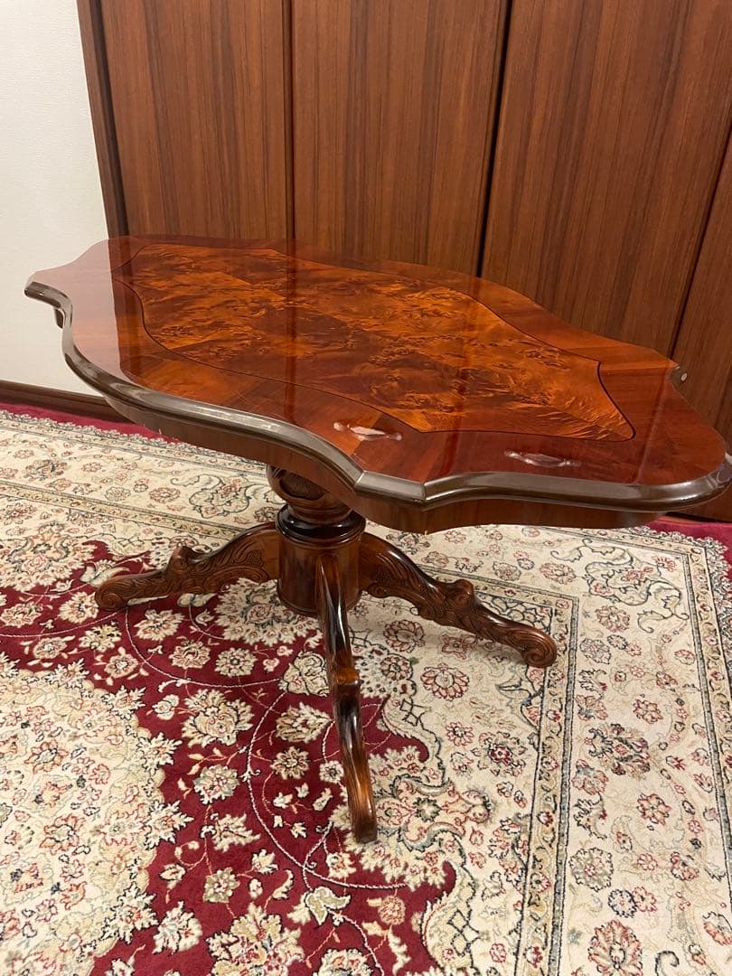 アンティーク　センターテーブル 象嵌テーブル　猫脚