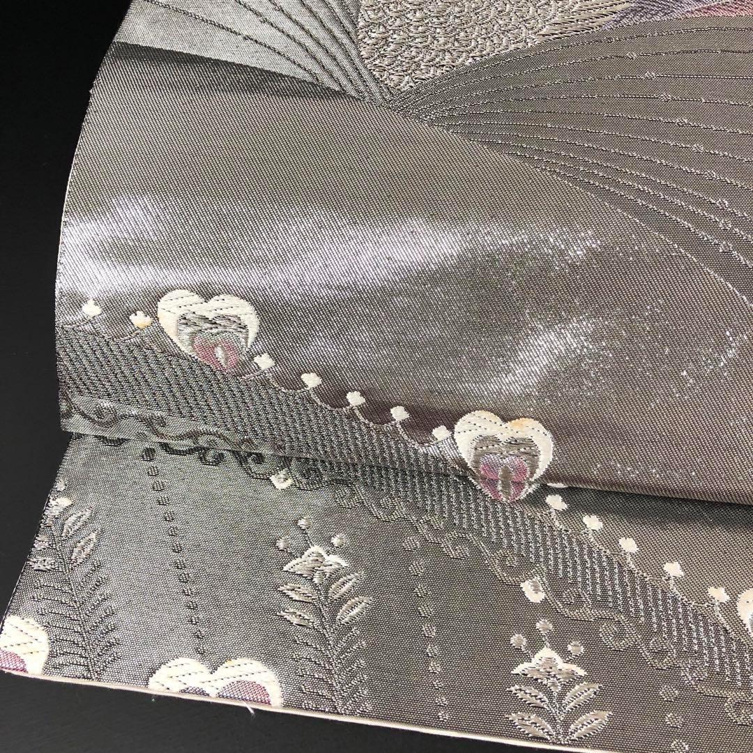 SO-406 袋帯 六通 正絹 銀箔 銀糸 金糸 孔雀 豪華