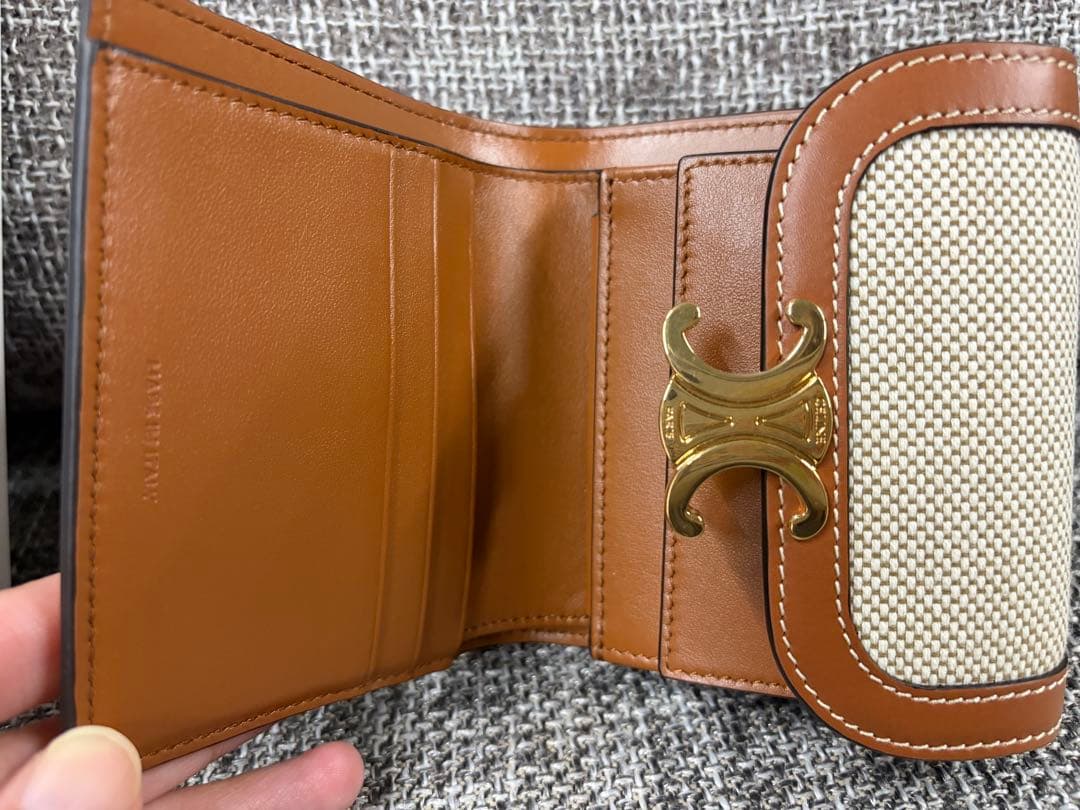 セリーヌ　トリオンフ　スモール　ウォレット　3つ折り財布　キャンバス×レザー