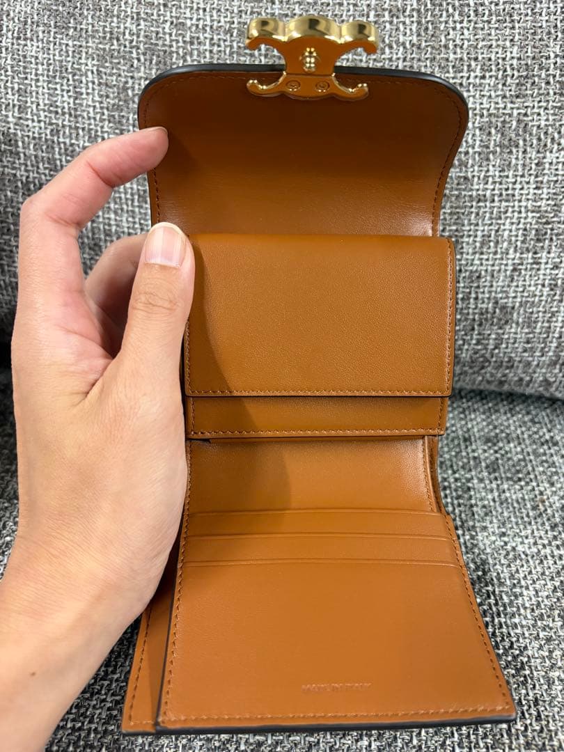 セリーヌ　トリオンフ　スモール　ウォレット　3つ折り財布　キャンバス×レザー