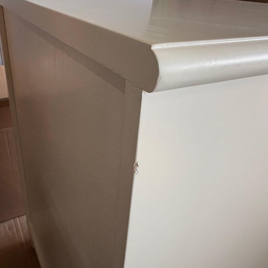 訳あり品【128】フレンチカントリー調ホワイトチェスト四段五つ引き木製タンス収納