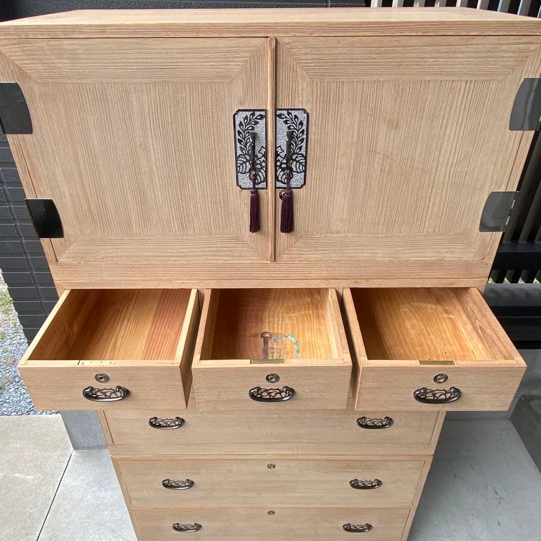 自宅保管 総桐箪笥 飾り金具 和箪笥 着物箪笥 3分割 昭和レトロ アンティーク