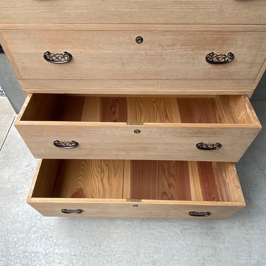 自宅保管 総桐箪笥 飾り金具 和箪笥 着物箪笥 3分割 昭和レトロ アンティーク