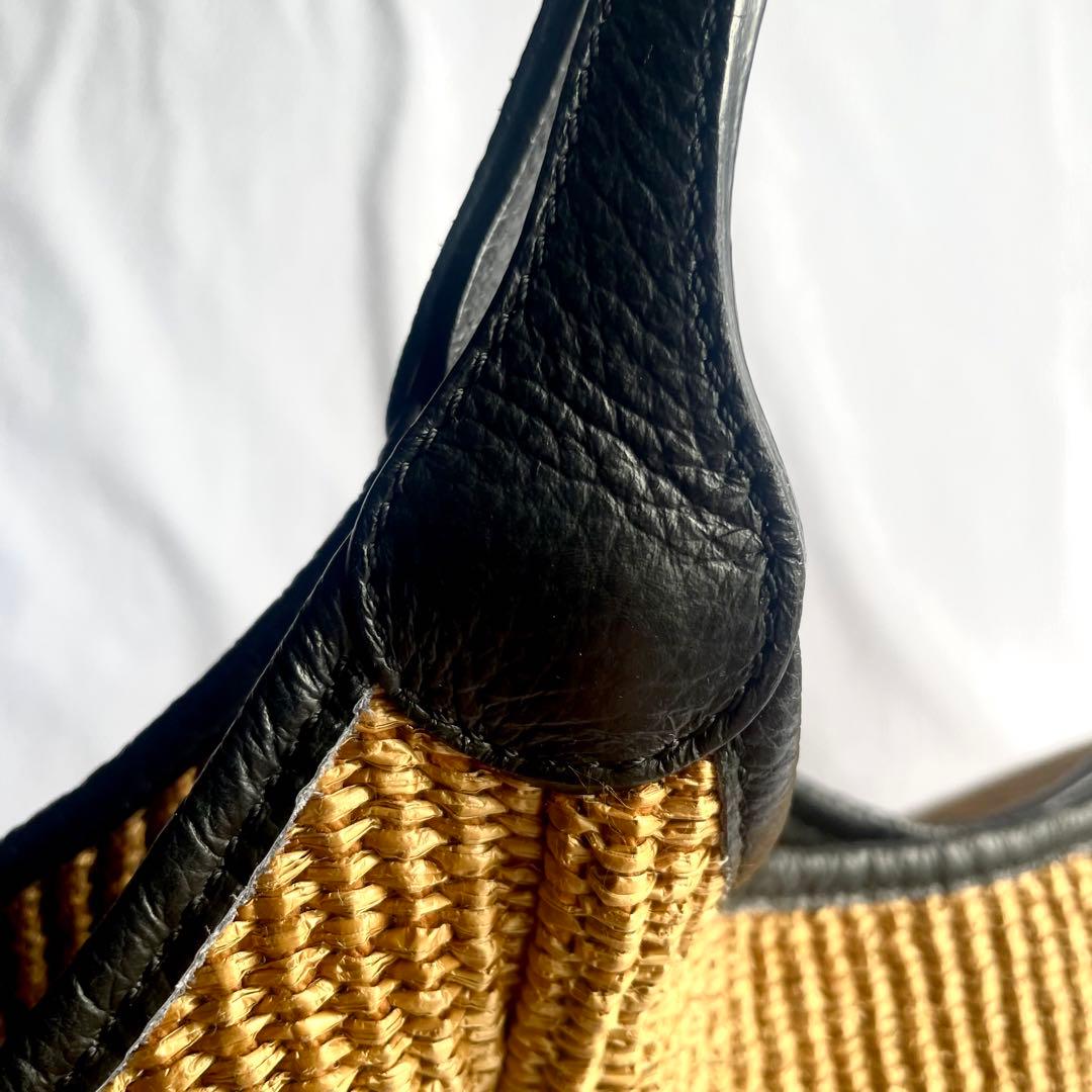 ★美品★ マルコマージ イタリア製 ラフィア レザー かごバッグ トートバッグ