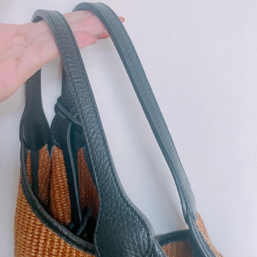 ★美品★ マルコマージ イタリア製 ラフィア レザー かごバッグ トートバッグ