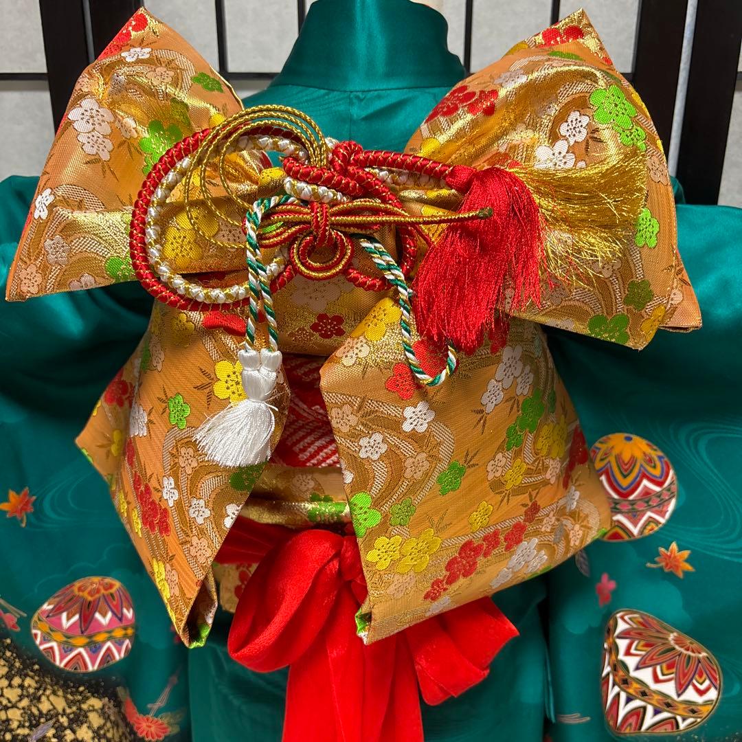 七五三　着物セット　7歳　ダークグリーン　美品