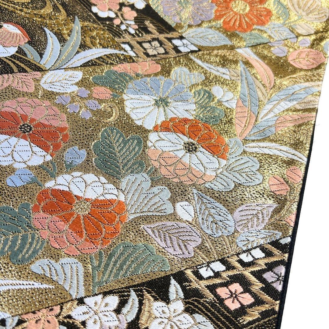 未着用　袋帯　唐織　菖蒲　菊花　鴛鴦　観世水　金糸　着物　115 p ms